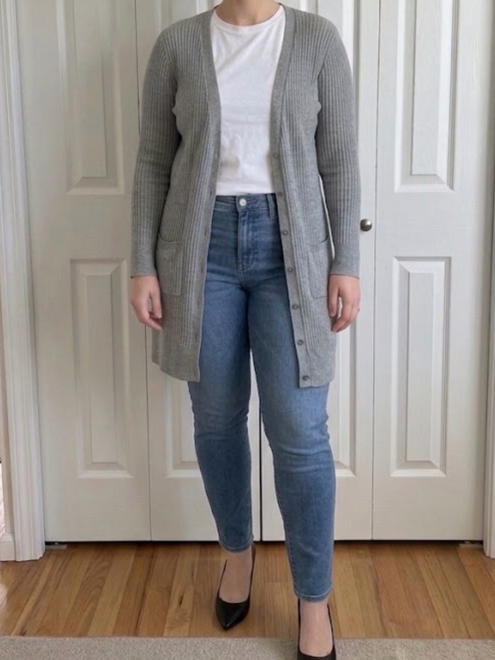 STYLUS Grey Ribbed Longline Button-Front Cardigan - Picture 4 of 9